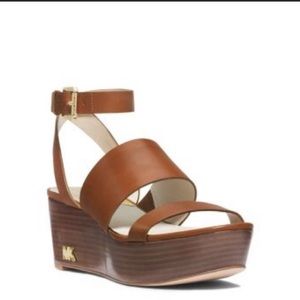 Michael Kors Poesy Leather Platform Wedge Sandal